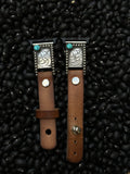 Custom silver/leather Apple Watch band