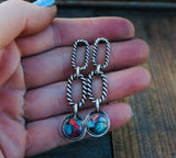 Pink Dahlia chain earrings