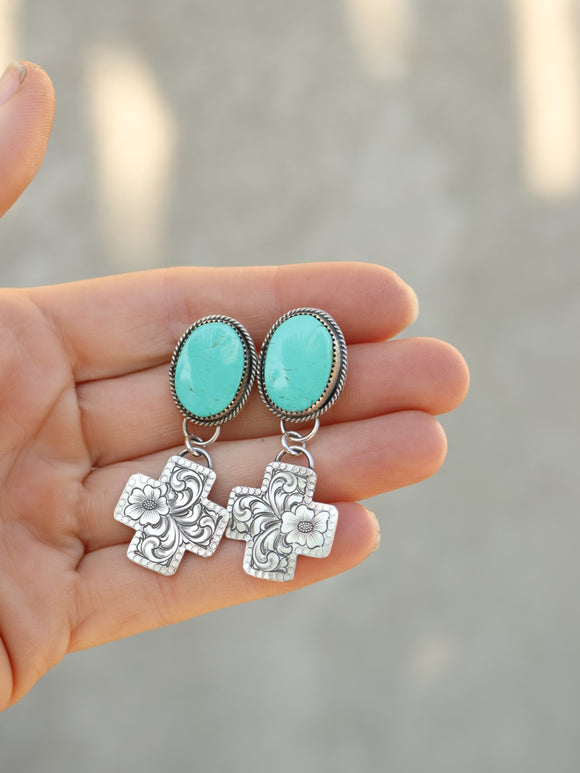 Southwest Cross dangle earrings