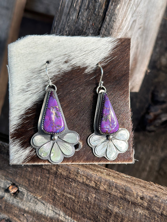 Purple Mohave Flower earrings