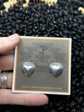 Sterling stamped heart posts
