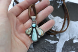 Leather lace pendant necklace