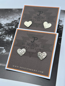 Engraved heart post earrings