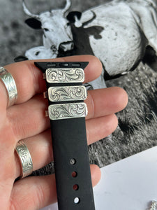 Engraved watch band concho