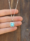 Dainty square pendant necklace