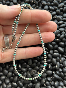 3mm silver and turquoise pearls