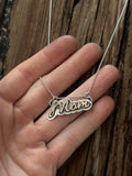 Cursive Mom necklace