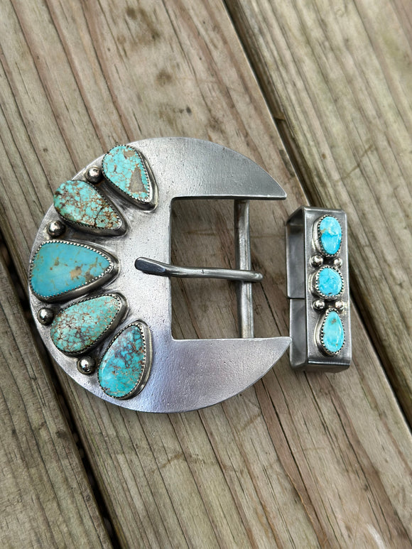 Turquoise Steel buckle set