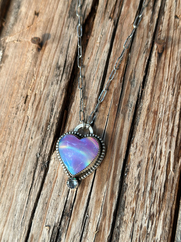 Opal heart necklace