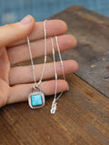Dainty square pendant necklace