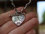 Engraved heart toggle necklace