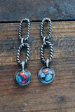 Pink Dahlia chain earrings