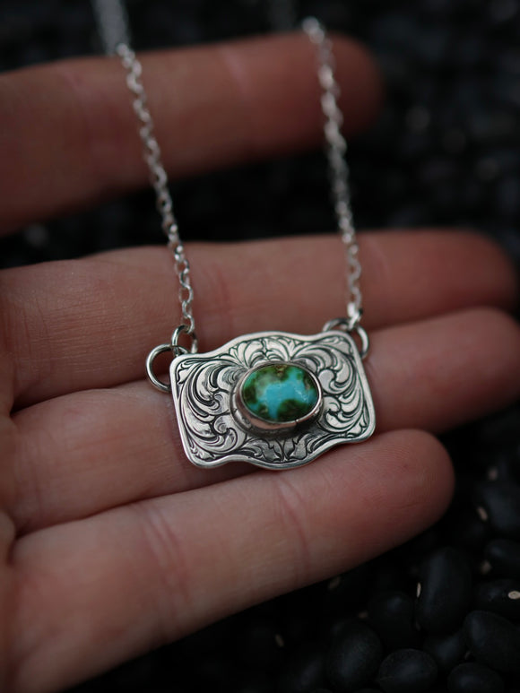 Engraved buckle necklace