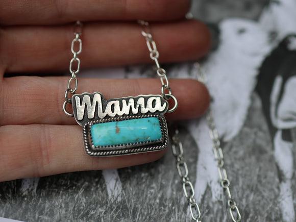Turquoise bar mama necklace