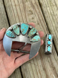 Turquoise Steel buckle set