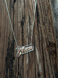 Cursive Mom necklace