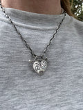 Engraved heart toggle necklace