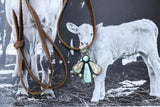 Leather lace pendant necklace
