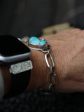 Turquoise and handmade chain bracelet
