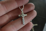 Engraved CZ cross necklace