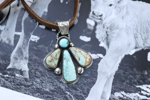 Leather lace pendant necklace