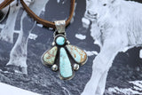 Leather lace pendant necklace
