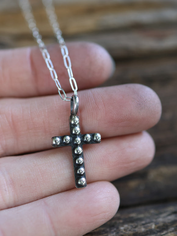 Half Bead cross necklace