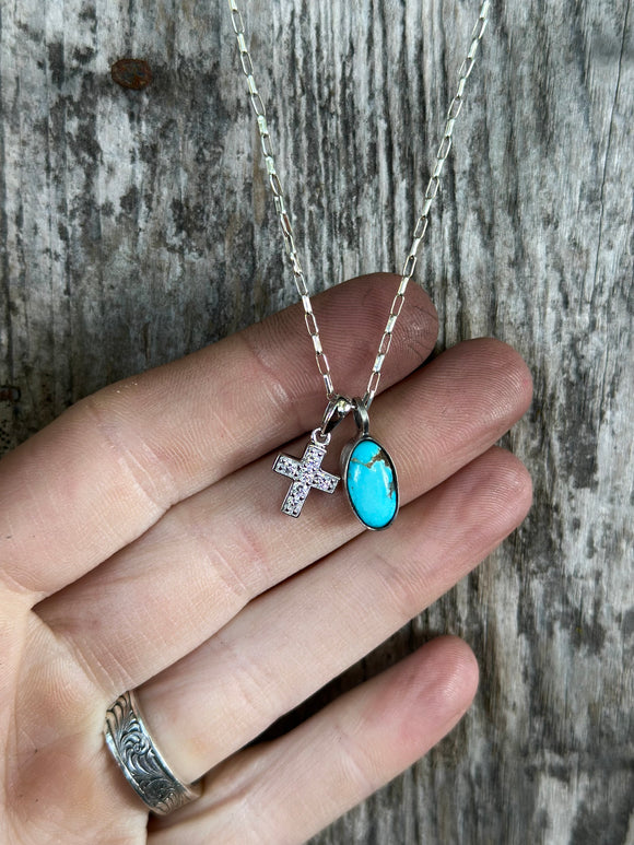 Turquoise and cross necklace