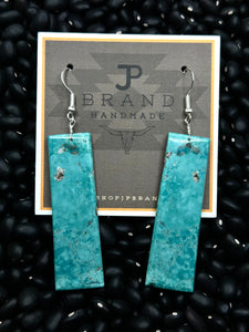 Genuine turquoise slab earrings