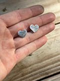 Engraved heart post earrings