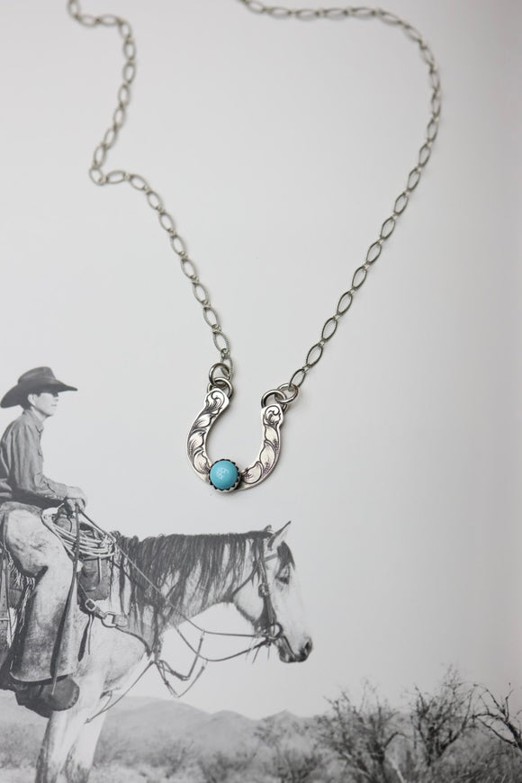 Engraved Horse shoe necklace