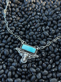 Turquoise bar with steer head necklace