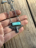 Turquoise bar with steer head necklace